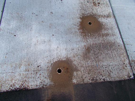 Concrete cores on the gravel bed pad