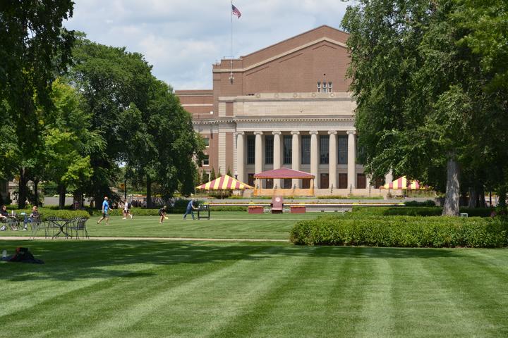 Northrop Mall grassy area with building in background
